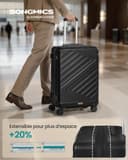 SONGMICS 24 Inch Hard Shell Suitcase, ABS Travel Luggage with TSA Lock, 4 Double Spinner Wheels, Travel Case with Strap, Medium Suitcase, Expandable, Ink Black RLP002B101 - 2