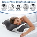 YunNasi Oreiller Ergonomique Cervical Memory Foam Coussin Memoire Forme Oreiller Orthopédique de Forme pour Les Dormeurs sur Le Côté, Le Dos et Le Ventre, 65 * 40 * 14/10cm - 4