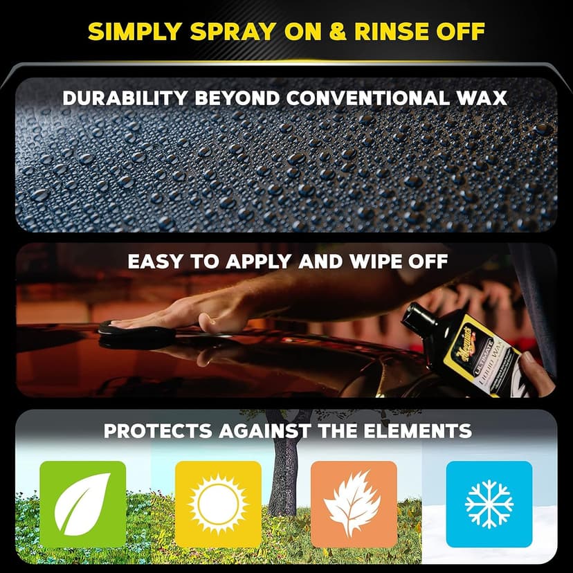 Meguiar's Ultimate Liquid Wax 473ml, Improved Liquid Car Wax Formula for Durable Protection that Shines, Premium Towel and Applicator Pad Car Accessories Included - G210516EU - 4