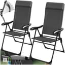 tectake® Set of 2 Folding Camping Chairs with Adjustable Backrest & Soft Head Cushion, Durable Camping Chair Set with Weather-Resistant Frame, Folding Chair Set for Travel, Garden, Patio - Anthracite - 1