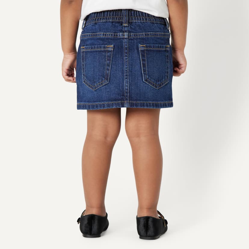 Amazon Essentials Girls' Medium Stretch Regular-Fit Denim Skort, Dark Shadow Wash, 10 Years - 2
