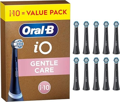 Oral-B iO Series Gentle Care Black, Original Replacement Round Brush Heads, Angled Bristles for Plaque Removal, Softest Brush Head, for Sensitive Gums, Designed for Oral-B iO Electric Toothbrushes, 10