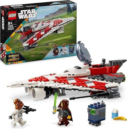 LEGO Star Wars Jedi Bob’s Starfighter Buildable Toy Vehicle for 8 Plus Year Old Boys & Girls, with 2 Character Minifigures and a Droid figure, Birthday Gift Idea for Kids and Fans 75388