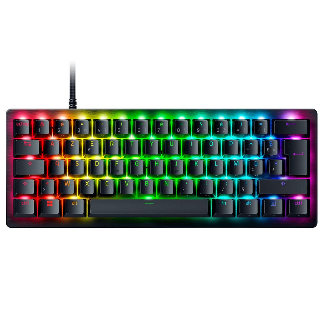 Razer Huntsman V3 Pro Mini Keyboard, Analogue Switches, 60% Optical Gaming Keyboard with Quick Release, 0.1–4 mm Adjustable Analogue Switches, PBT Doubleshot Keys – AZERTY, Black
