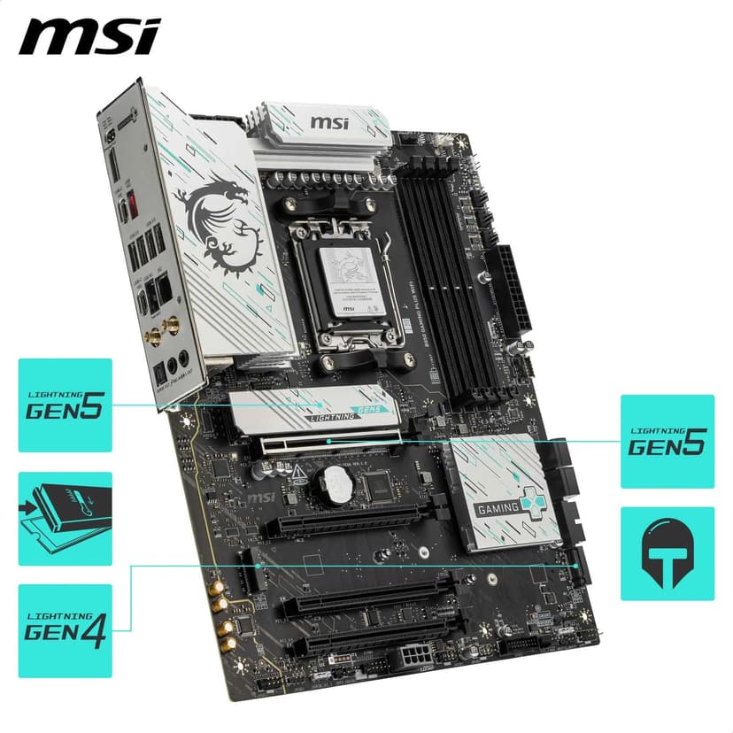 MSI B850 Gaming Plus WiFi Carte mère ATX - pour processeurs AMD Ryzen 9000/8000 / 7000, AM5 - DDR5 Memory Boost (8200+ MT/s OC), PCIe 5.0 x16 & 4.0 x16, M.2 Gen5, Wi-FI 7, 5G LAN - 5