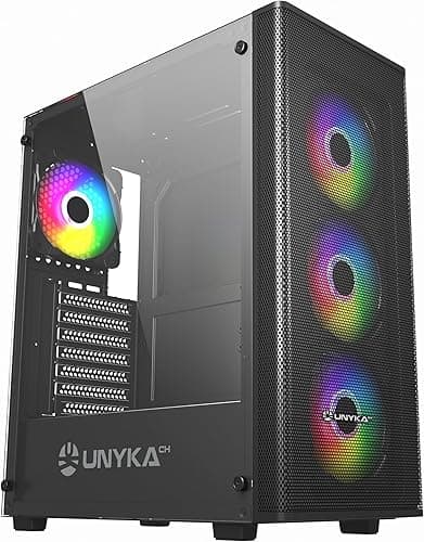 UNYKAch ATX MIR 100 Gaming Computer Case Large Size with 4 ARGB Fans, 1 USB 2.0 and 3 USB 3.0