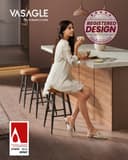 VASAGLE EKHO Collection - Tabouret de Bar, Lot de 2, Chaise de Cuisine, Haut, en PU avec Coutures, Style Moderne Mi-siècle, Hauteur Assise 63 cm, Cuisine, Bar, Montage Facile, Marron Caramel LBC080K01 - 2