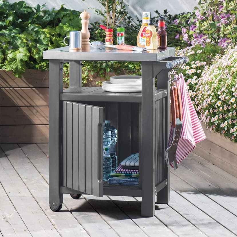 Keter Barbecue Side Table with Single Door, Graphite, 54 x 70 x 90 cm, 6130 - 2