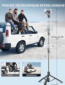 163.5CM Perche à Selfie, Trépied Smartphone, Extensible Selfie Stick Trépied de Téléphone avec Télécommandeet Support pour Téléphone Portable Compatible avec iPhone/Samsung/GoPro/Camera - 2