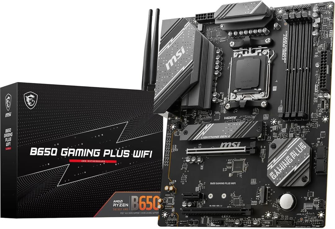 MSI B650 Gaming Plus WiFi Carte mère, ATX - pour processeurs AMD Ryzen 9000, 8000 & 7000, AM5 - VRM Double Rail 14+2 Phases, DDR5 6400+MHz/OC, 2 x PCIe 4.0 x16, 2 x M.2 Gen4, Wi-FI 6E