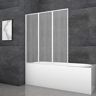 MARWELL Moon Folding Bath Screen - 3-Piece, White Alumini…