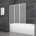 MARWELL Moon Folding Bath Screen - 3-Piece, White Aluminium Frame, Plastic, 120 x 130 x 5 cm - Shower Enclosure for Bathtub - 1