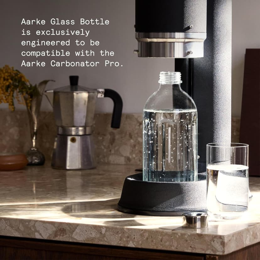 aarke Bouteille [uniquement compatible avec le carbonator PRO] en Verre pour Machine à Soda Carbonator Pro, détails en Acier, 80cl - 2
