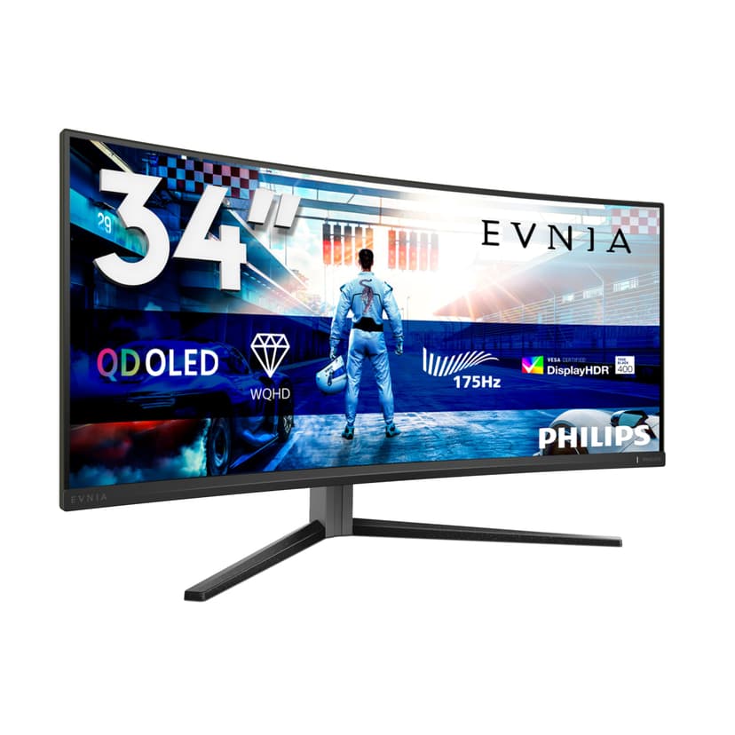 PHILIPS Evnia 34M2C6500-34 Inch OLED WQHD Curved Gaming Monitor, 175 Hz, 0.03 ms, HDR400, Ambiglow, FreeSync Premium Pro, G-Sync comp. (3440x1440, 2X HDMI, DisplayPort, USB Hub) dark gray - 1