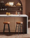 VASAGLE EKHO Collection Set of 2 Bar Chair, Kitchen Chair, PU with Stitching, Mid-Century Modern Style, Seat Height 63 cm, Kitchen, Bar, Easy Assembly, Caramel Brown LBC080K01 - 3