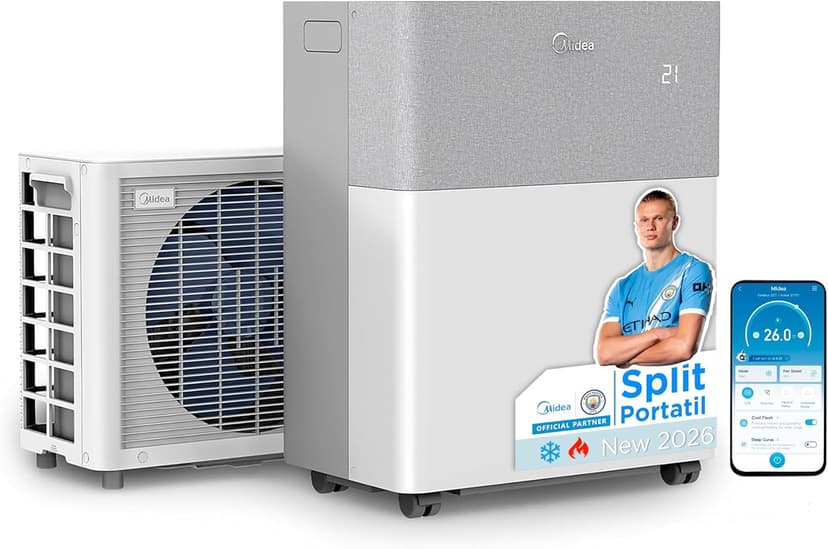MIDEA 4 in 1/12000 BTU Split Mobile Silent Air Conditioner, Portable Air Conditioner, 42 m², Mobile Air Conditioning Without Evacuation, Air Cooler, Dehumidifier, Heater and Fan - 1