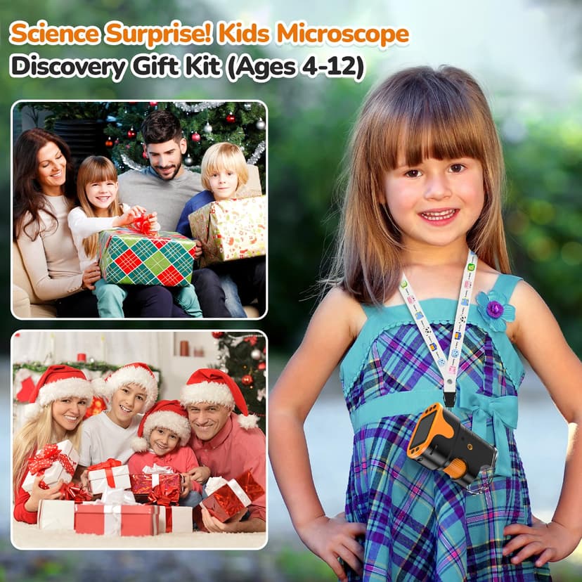 Digital Microscope for Kids Pocket Miniscope: 2.0" 4K Screen with 32G Card EVA Case, Rechargeable Handheld Coin Jewelry Portable Magnifying Glass Edu Science STEM Toy 4-12 Boy Girls - 7