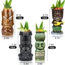 Tiki Mugs Glasses Mug for Cocktails Set of 4 Large Ceramic Tropical Cups Hawaiian Party Creative Cocktail Glass Drinks Bar Drinkware Premium Tropical Exotic Cute Barware 4 Packs - 6