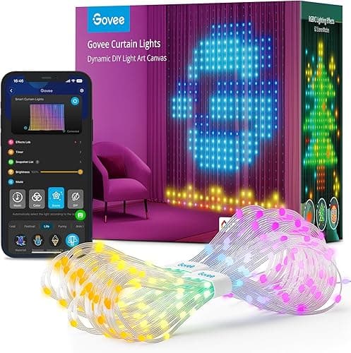 Govee Curtain Lights, 520 LED RGBIC Smart WiFi Curtain Lights for Outdoor, Dynamic Lights for DIY, Waterproof IP65, Christmas Decoration (1.5×2m)