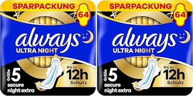 Always Ultra Binden Damen Gr. 5, Secure Night Extra, 64 D…