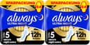 Always Ultra Binden Damen Gr. 5, Secure Night Extra, 64 Damenbinden mit Flügeln (4 x 16 Stück) Multipack, dünn und super saugfähig, geruchsneutralisierend und Auslaufschutz (Packung mit 2) - 1