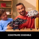 LEGO Star Wars 75375 Millennium Falcon - Set de Construction de Vaisseau Spatial Collector pour Adulte - Présentoir & Plaque Descriptive pour Déco de Bureau - Cadeau pour Fans de Un Nouvel Espoir - 6