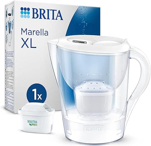 BRITA Marella XL Water Filter Jug White (3.5L) incl. 1x MAXTRA PRO Pure Performance cartridge - large-volume jug with digital LTI and Flip-Lid - now in sustainable Smart Box packaging