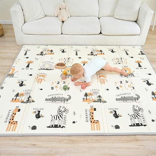 Tapis D'éveil Bébé Pliable Epais Réversible 150x180x1cm - tapis De Jeu Pour Enfant Bebe - tapis De Sol XXL En Mousse - Tapis De Motricité Favorisant Le Développement Sensoriel - Cadeau Naissance Bébé