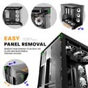 ANSAITE ATX PC Case 9 x 120 mm ARGB PWM Fan Pre-Installed Mid-Tower Gaming PC Case, Panoramic Tempered Glass Black Computer Case with Type C, 360 mm Radiator Support, H-D9 - 9