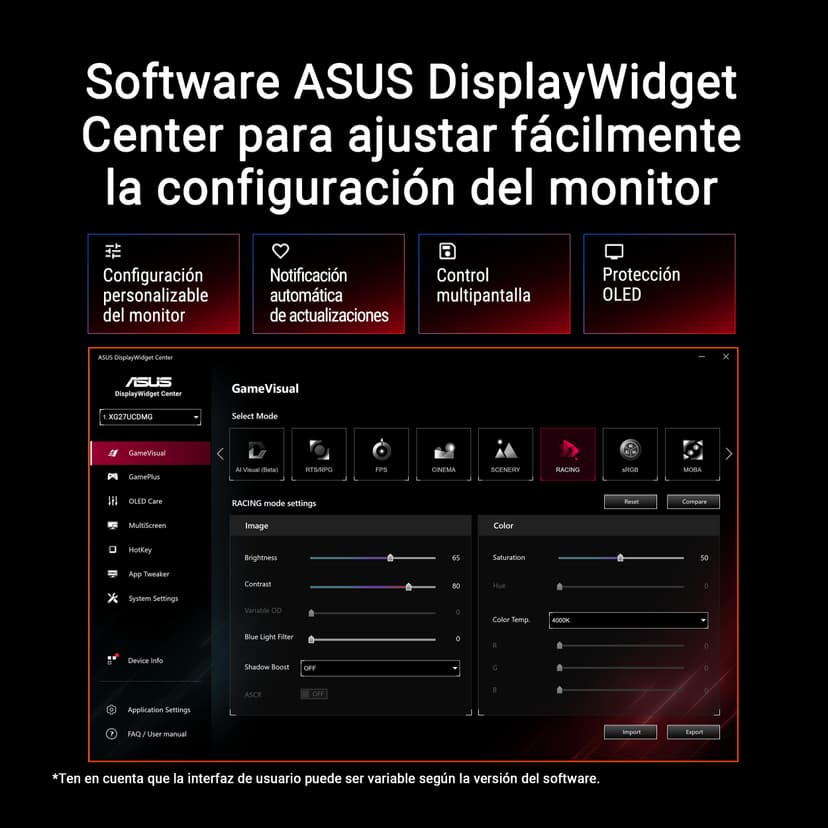 ASUS ROG Strix XG27UCDMG : 27" 4K QD-OLED 240Hz, 0.03ms, G-Sync, HDR 400 True Black, 99% DCI-P3, OLED Care Pro, Neo Sensor. - 8