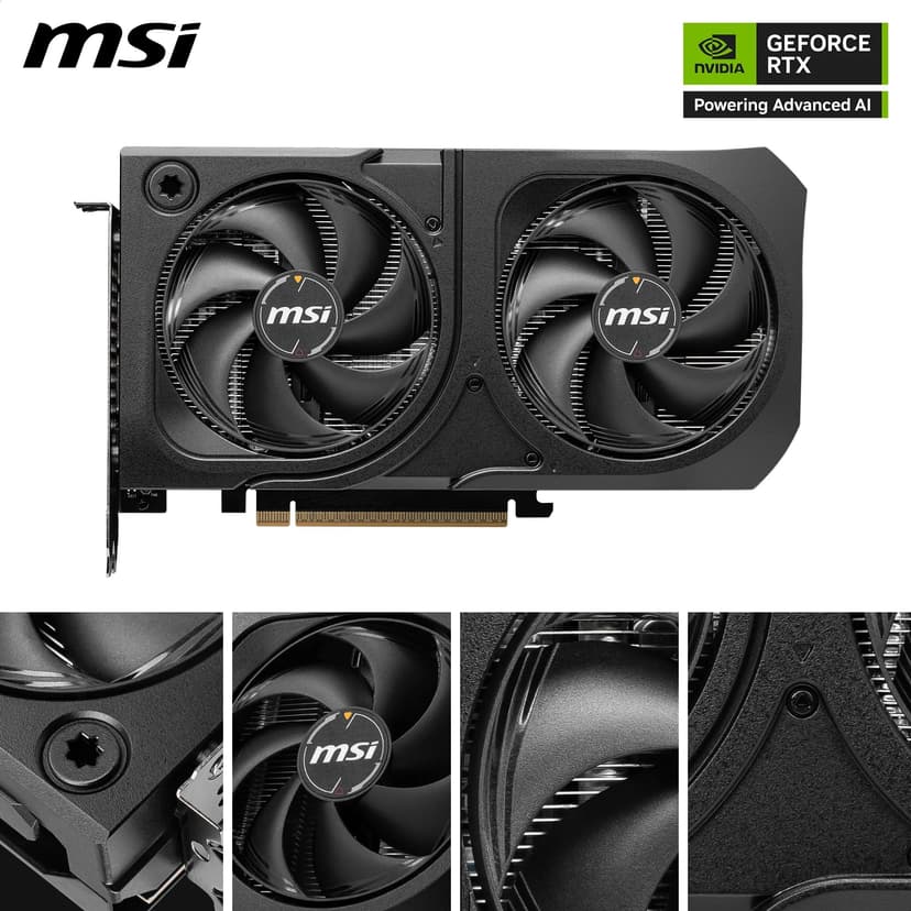 MSI NVIDIA GeForce RTX 5060 Ti 16G Shadow 2X OC Plus Carte Graphique - 16 Go GDDR7 (28 GB/s /192 Bits), PCIe 5.0 - Double Ventilateur (2X Ventilateurs STORMFORCE), HDMI 2.1b, DisplayPort 2.1b - 2