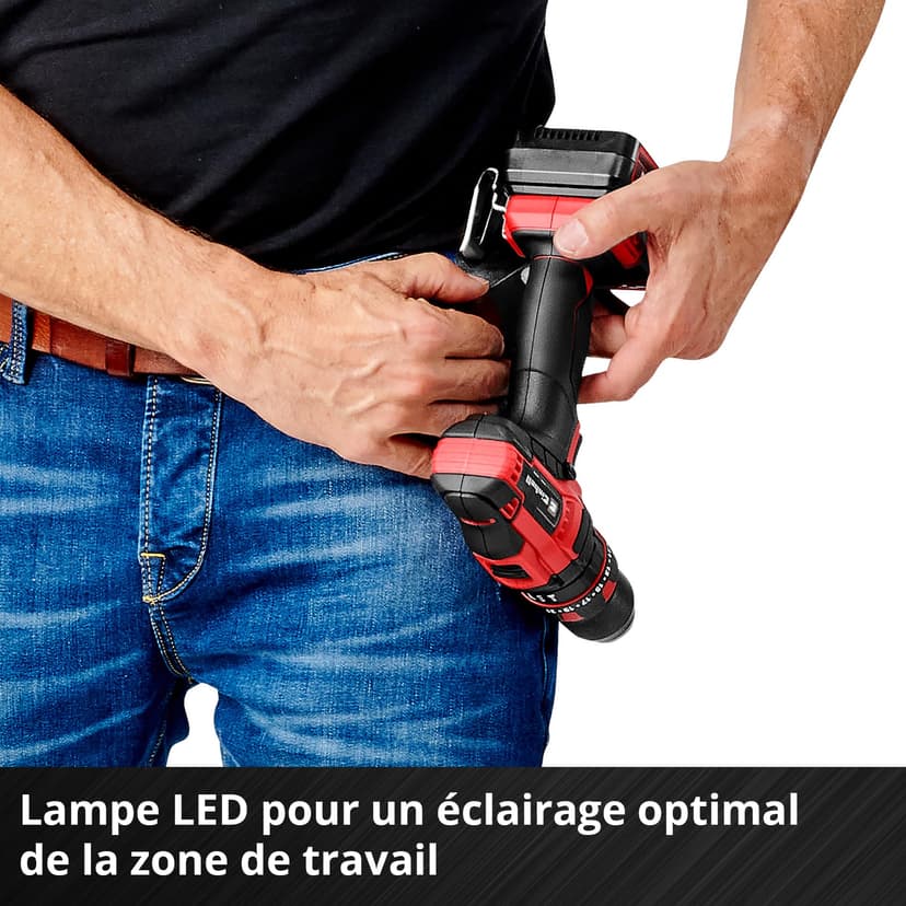 Einhell Perceuse-visseuse à percussion sans fil TE-CD 18/44 Li-i (1 x 2,5 Ah) Power X-Change (18 V, 44 Nm, perçage à percussion, mandrin métallique 13 mm, 2 vitesses, avec batterie 2,5 Ah et chargeur) - 9