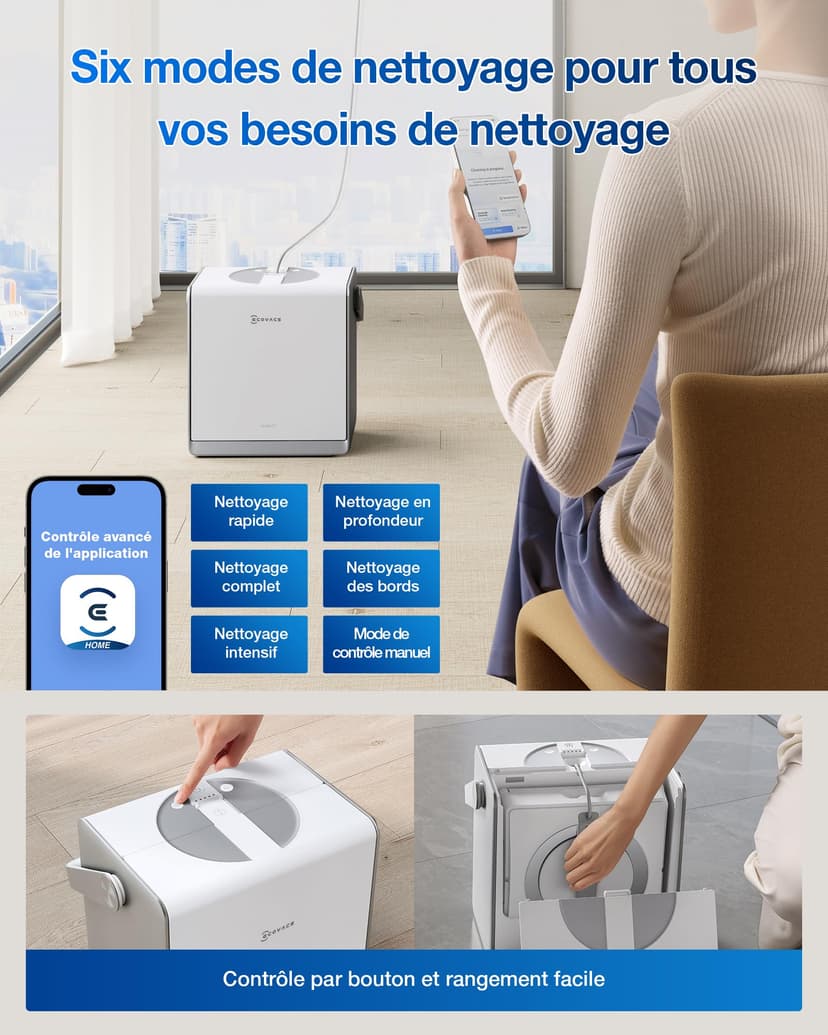 ECOVACS W2 PRO OMNI Robot Lavavetri con Stazione Multifunzione, Ricarica Durante il Funzionamento, Triplo Ugello Spruzzatore d'acqua, Protezione a 12 Livelli, Pianificazione del Percorso WIN-SLAM 4.0 - 5