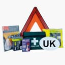 Sakura EU Travel and First Aid Kit - Warning Triangle, Beam Converters, Breathalyser, Bulb Kit, Hi-Vis Vest, Magnetic GB Sticker Perfect for Car, Home, Work - 1
