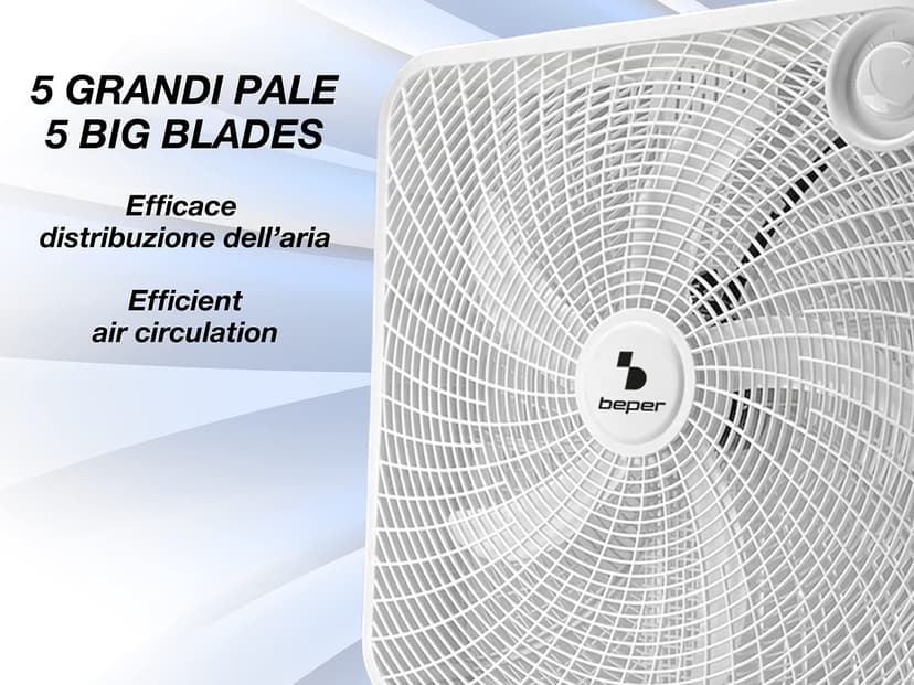 BEPER P206VEN550 Box Fan 20 Inch Square With 5 Blades for Floor or Table, Designed for Large Spaces - 5