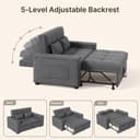 Xbro 2 Seater Convertible Sofa Bed 156 cm, Sofa with Storage and Adjustable Backrest 3 Positions, Compact Sofa for Living Room Studio Small Space, 156 x 74 x 84 cm (Dark Grey) - 9