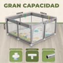 JUPPLIES Parc Bébé Sécurisé avec Tapis 120×120 cm – Aire de Jeu Carrée pour Enfant 6–24 mois, Filet Respirant 360°, Structure Stable Antidérapante, 2 Poignées Incluses - 5