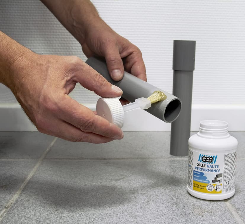 GEB Colle haute performance 250 ml polyvalente pour assemblage de canalisations en PVC - Pour réseau avec pression d'eau froide/chaude sanitaire et réseau d'évacuation des eaux usées - 2