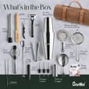 Barillio Bartender Bag Travel Bartender Kit Bag with Bar Tools | Professional 17-Piece Bar Tool Set with Portable Waxed Canvas Bag Including Shoulder Strap for Easy Carry | Travel Cocktail Set…… - 6