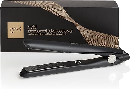 ghd - Lisseur cheveux ghd gold - Fer à lisser professionnel (Noir) - Cheveux plus lisses, 65% plus brillants, sans chaleur extrême - Lisseur boucleur, design arrondi - Idéal tous types de cheveux