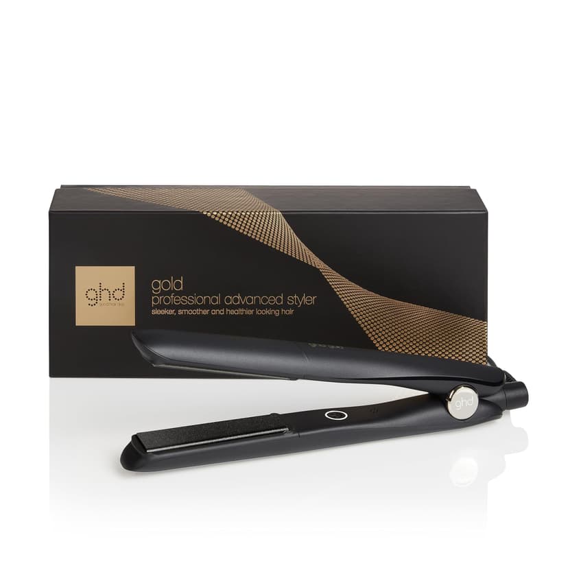 ghd - Lisseur cheveux ghd gold - Fer à lisser professionnel (Noir) - Cheveux plus lisses, 65% plus brillants, sans chaleur extrême - Lisseur boucleur, design arrondi - Idéal tous types de cheveux - 1