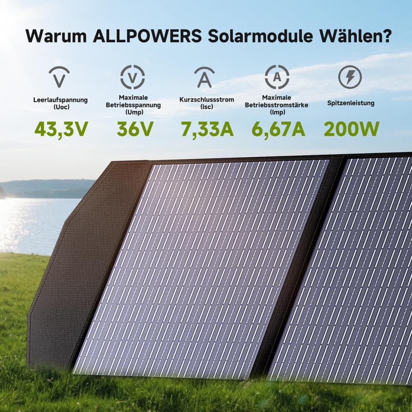 ALLPOWERS Panneau Solaire Pliable de 200W,Chargeur Portable,Avec Sortie MC-4,Kit de chargement pour Générateur,Camping,Camping-car,Alimentation de secours - 2