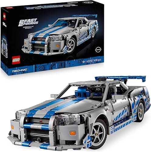 LEGO Technic Voiture Nissan Skyline GT-R (R34) 2 Fast 2 Furious - Maquette de Voiture pour Adulte - Fonction Drift, Direction, Suspension & Moteur 6 Cylindres - Cadeau Collector pour Fans 42210