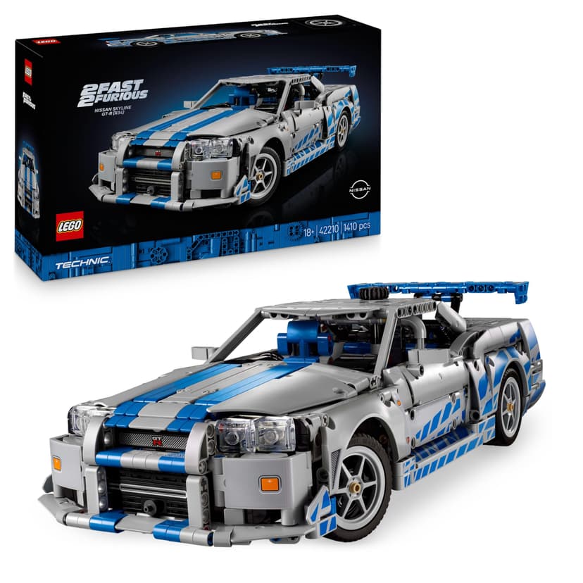 LEGO Technic Voiture Nissan Skyline GT-R (R34) 2 Fast 2 Furious - Maquette de Voiture pour Adulte - Fonction Drift, Direction, Suspension & Moteur 6 Cylindres - Cadeau Collector pour Fans 42210 - 1