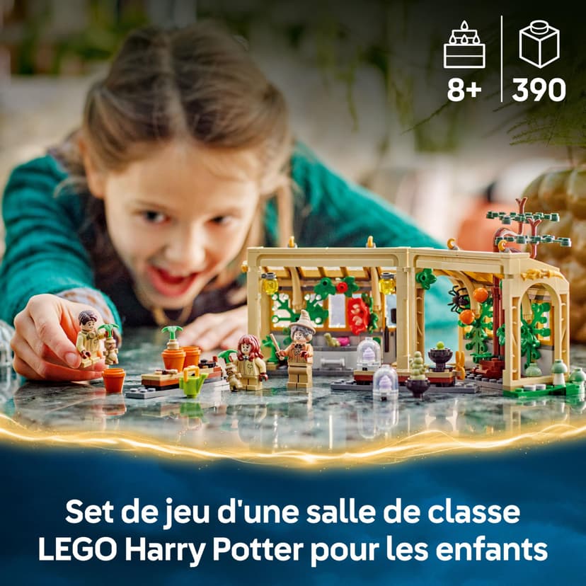 LEGO Harry Potter Le Château De Poudlard : Le Cours De Botanique - Jeu De Construction Modulaire - Minifigurines De Neville, Hermione & Prof. Chourave - 3 Mandragores - Cadeau Fille Dès 8 Ans 76445 - 2