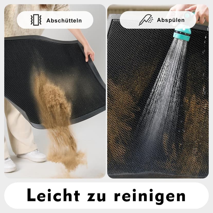 Diaxilu Outdoor Doormat 60 x 90 cm, Non-Slip Silicone Dirt Trapper Mat, Durable Outdoor Doormat - Dustproof and Washable, Weatherproof Door Mat for Front Door, Black - 6