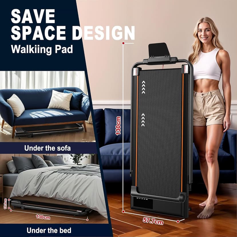 VOWVIT Tapis de Course 4en1 Tapis de Marche Inclinable | Walking Pad 12km/h Pente 7%,2.5HP,Tapis Roulant électrique Pliant,Compact et Portable - 8