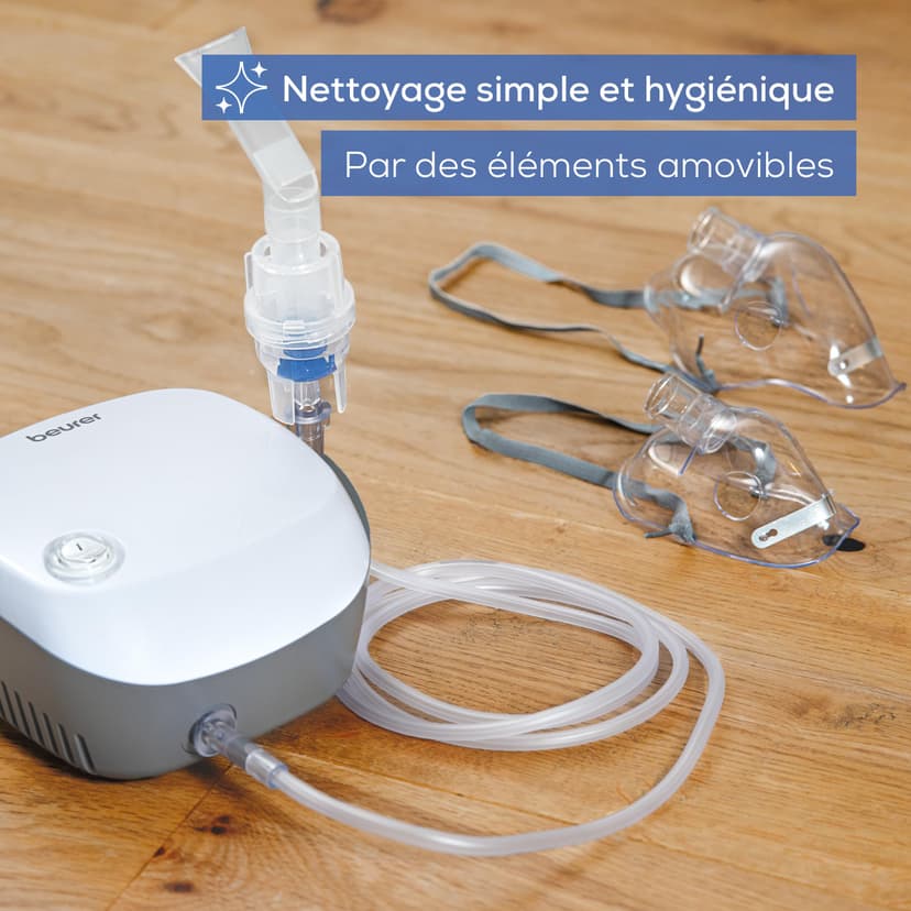 Beurer IH 18 Nébuliseur pour rhumes et maladies respiratoires telles que l'asthme et la BPCO, pour la nébulisation de médicaments, nébuliseur pour adultes et enfants, design en blanc, compact - 5