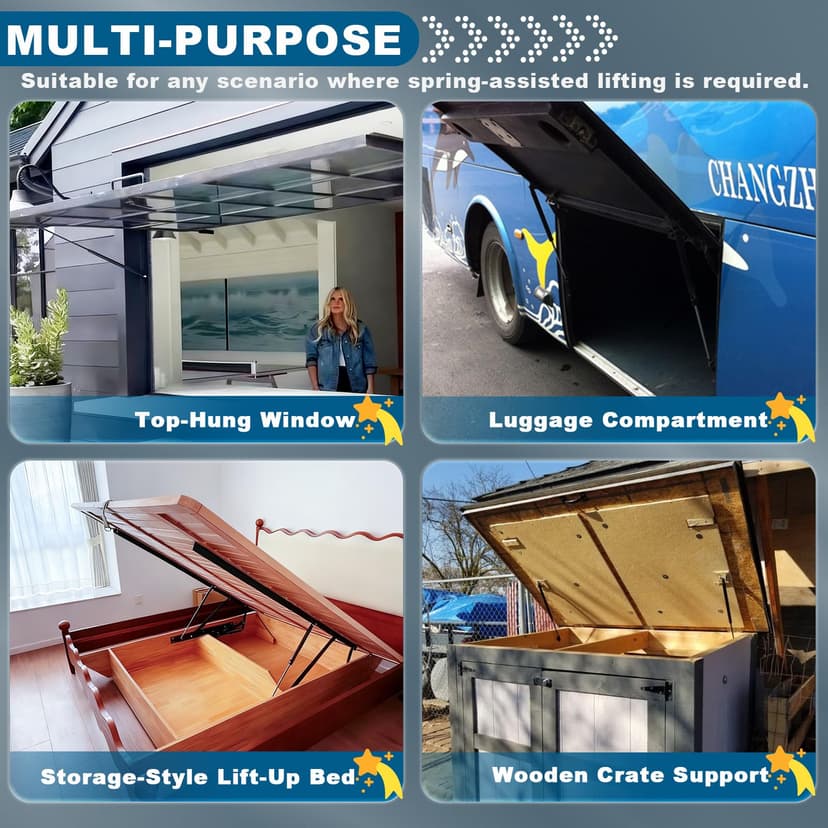 2Pcs 350MM 200N Universal Gas Struts with Ball Joint Heads Heavy Duty Gas Shock Absorber Springs for Cabinets Boat Cover Hatch Storage Box (Weight of suitable lid 36-50LB), 350MM-200N - 6