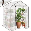 Sekey Walk In Greenhouse with Shelves - Stable Frame & Easy Assembly, Outdoor Green house with Waterproof PE Cover Plastic Greenhouse, All-Weather Protection, White (White(L)) - 1